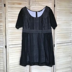 eShakti Plus Size 3X 26 Black Dotted Overlay Dress